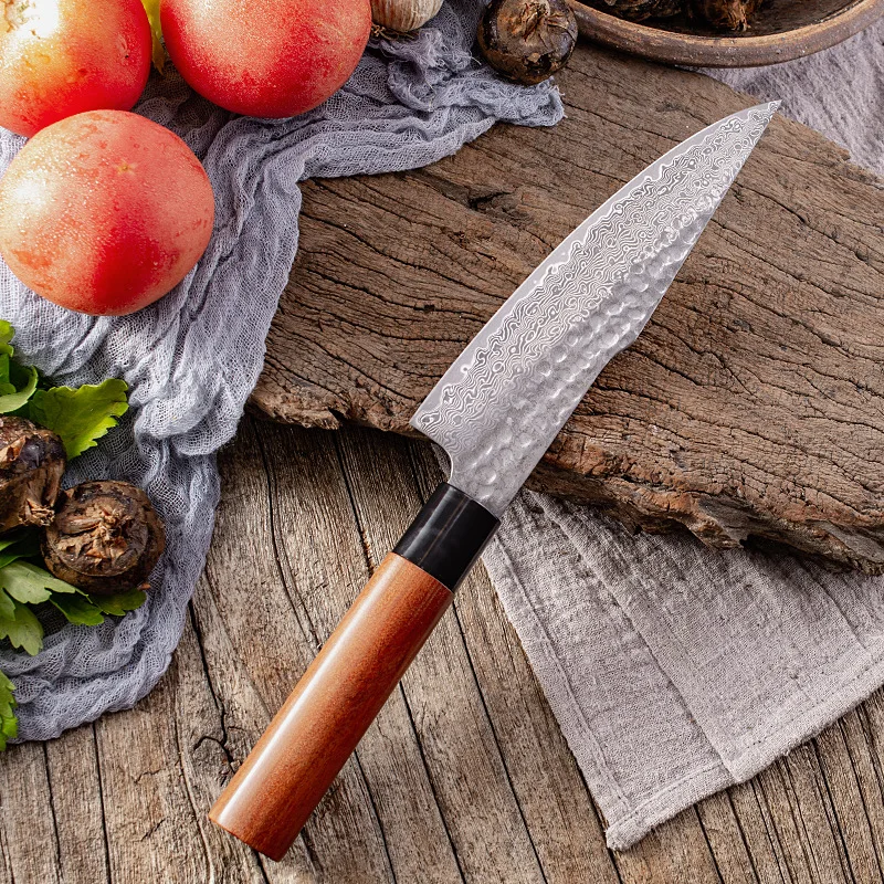 Нож шеф-повара 7 5 дюйма лезвие из дамасской стали деревянная ручка острый