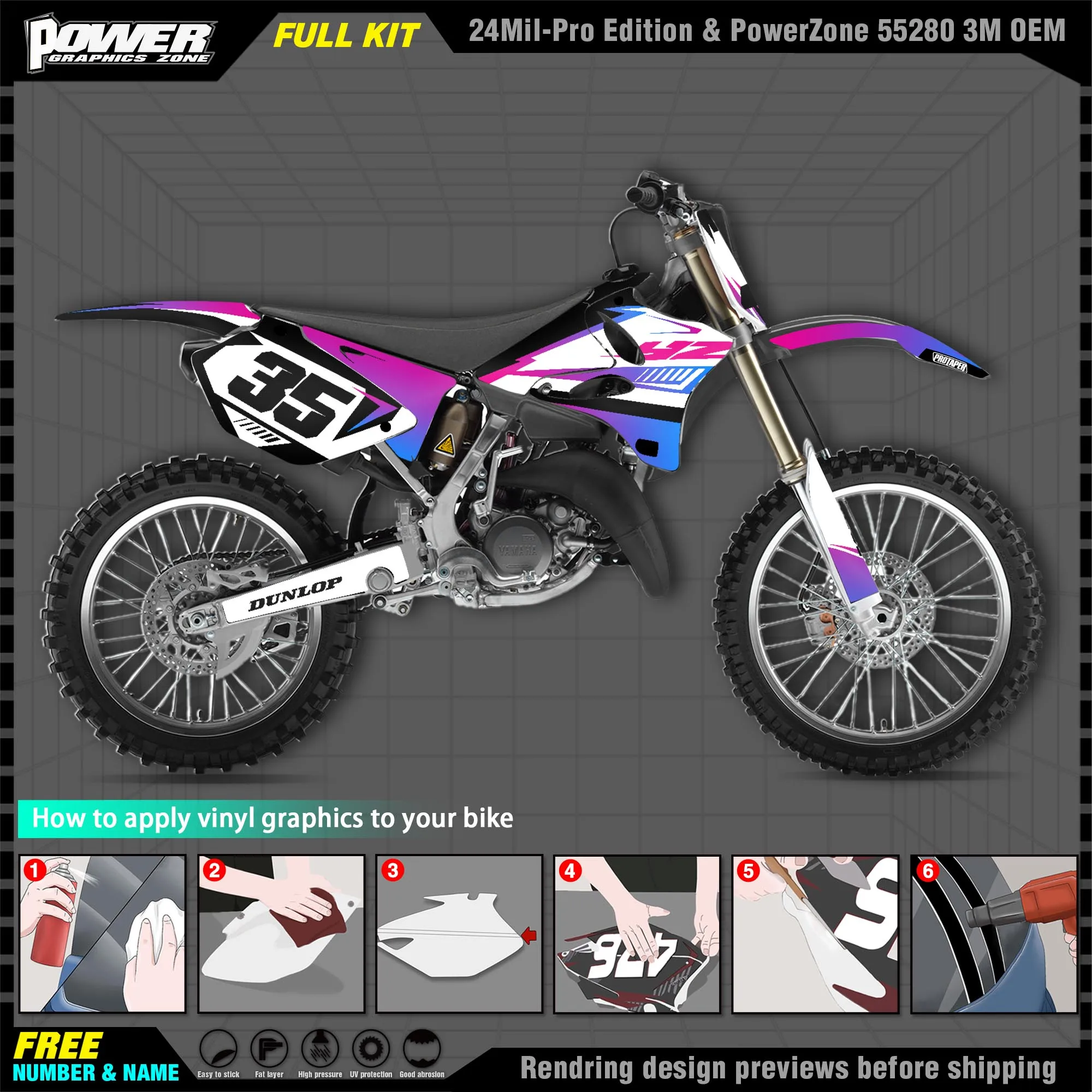 PowerZone пользовательские команды графики фоны наклейки 3 М Набор для YAMAHA 2002-2014 YZ125