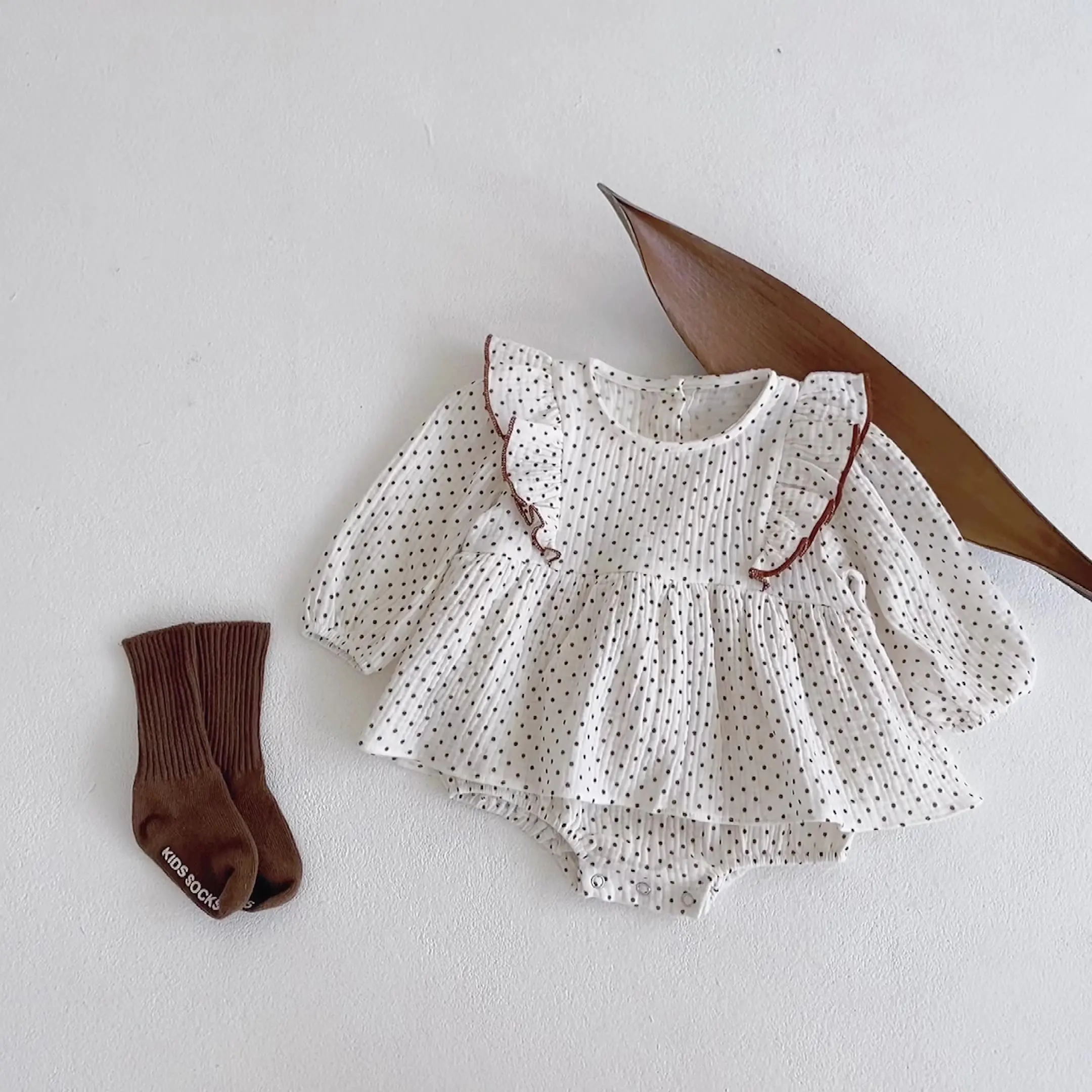 

Infant Baby Girls Cotton Long Sleeve Ruffle Dot Print Jumpsuit Toddler Baby Girl Rompers Spring Autumn Baby Girl Clothes