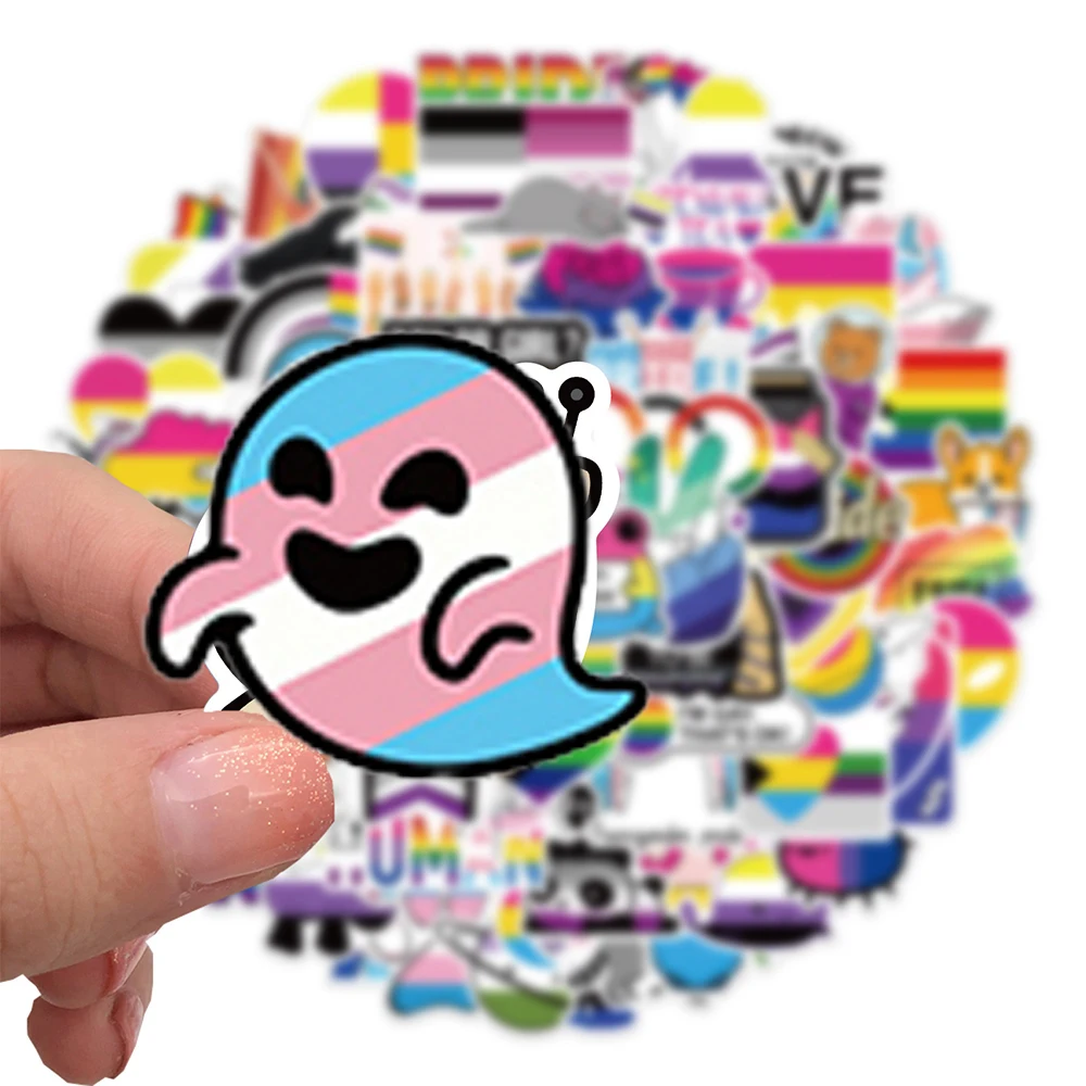 Наклейки ЛГБТ разноцветные радужные детские 10/30/50/100 шт.