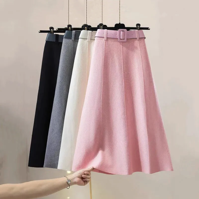 

Женская трикотажная Юбка-миди с поясом и высокой талией