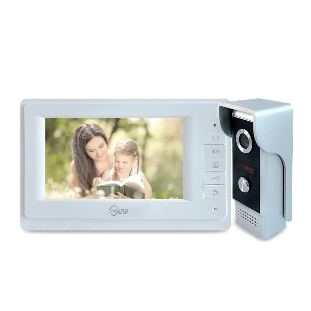 

AnjieloSmart 7''TFT Color Wired Video Door Intercom System Indoor Monitor 700TVL Outdoor Camera IR Night Vision for Home