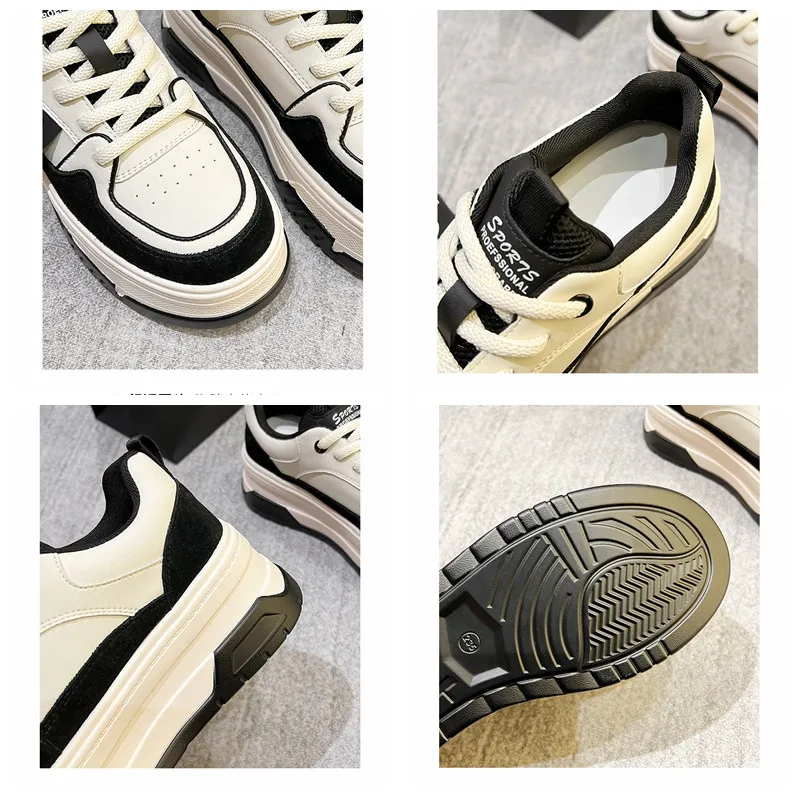 Autuspin Fashion Wedges Heels Women Genuine Leather Height Increasing Sports Shoes Outdoor Round Toe Casual Vulcanized Sneakers