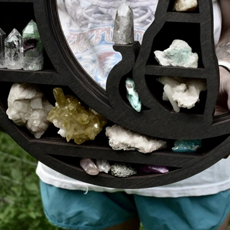 Cat On The Moon Crystal Shelf Moon Shelf Black Cat Design PVC Crystal Display Shelf For Living Dinning Room Bed Storage