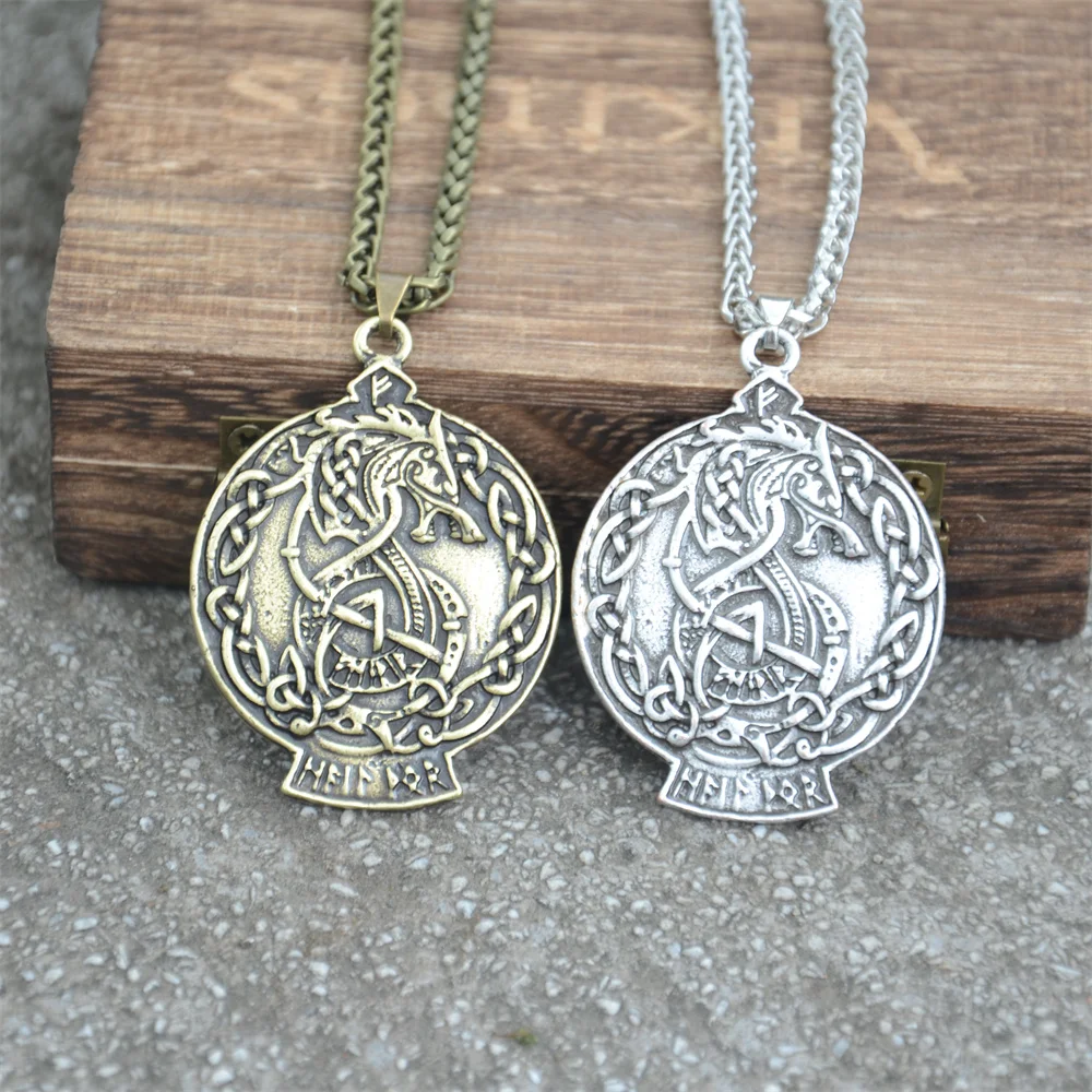 Двухсторонний дракон норвежский кулон Runes ювелирные изделия колье с кулоном в