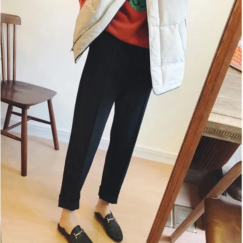 Женские уличные повседневные брюки с карманами в стиле пэчворк осенне-зимние