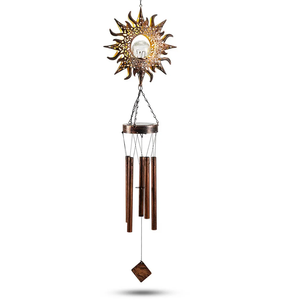 

Garden Solar Powered Pendant Wind Chime Vintage Front Porch Hanging Windchime Decoration Rustic Farmhouse Holiday