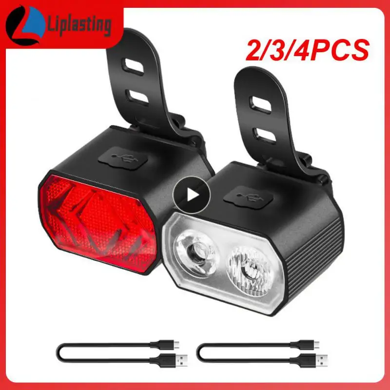 

2/3/4PCS Memory Intelligence Front Lamp Tail Lamp 13led Type-c Charging Highlight Aluminum Alloy Bike Lamp Bicycle Light