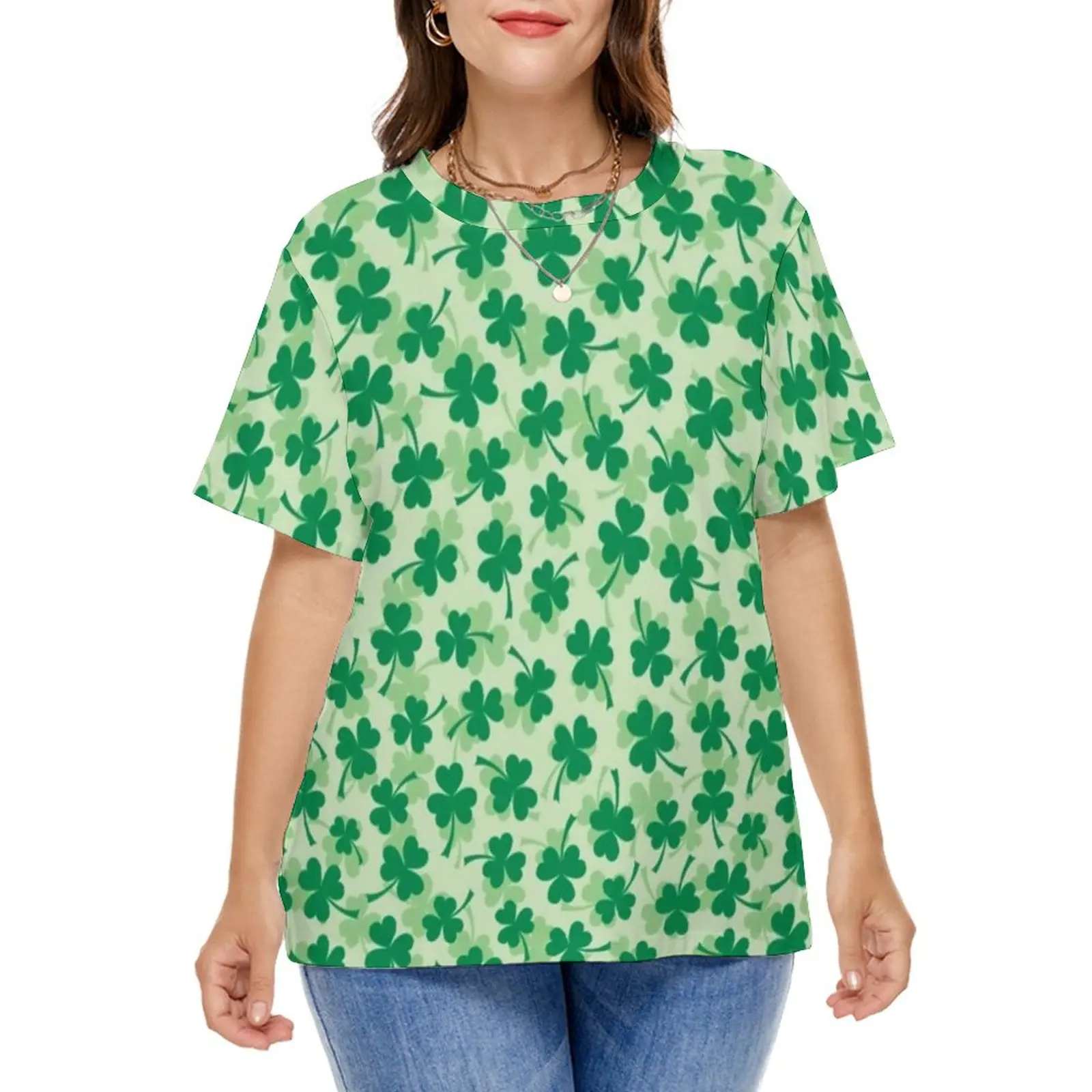 

Женская футболка с принтом в виде трех листьев, размеры до 8XL