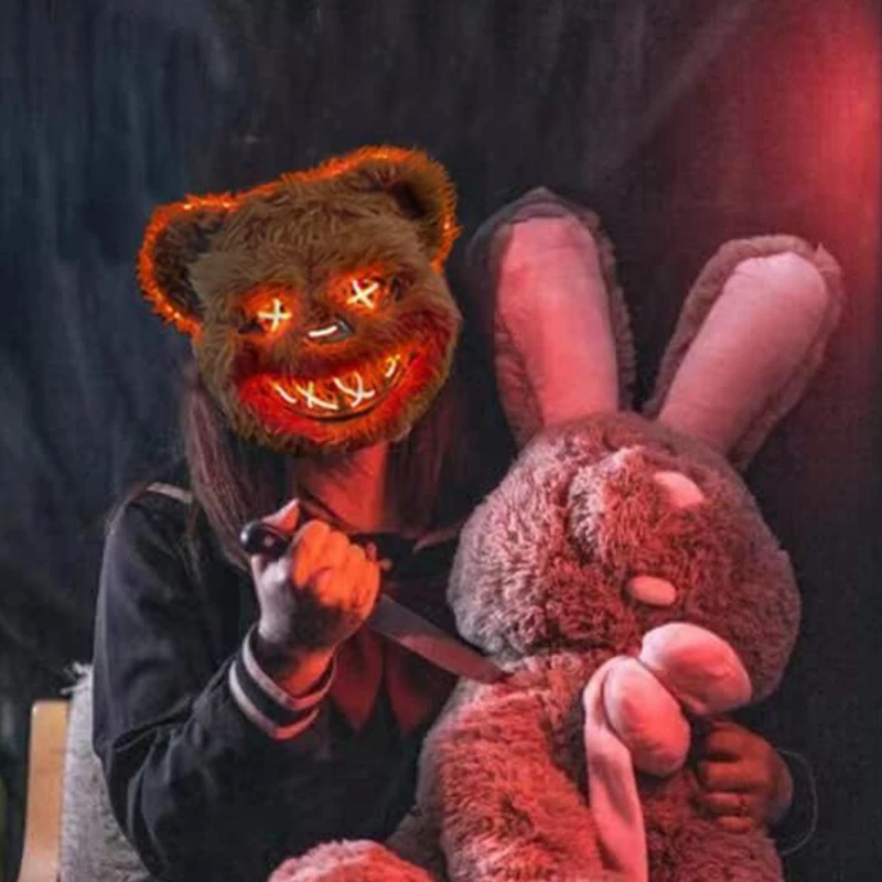 Страгающий кролик медведь маска на Хэллоуин светящийся костюм животного