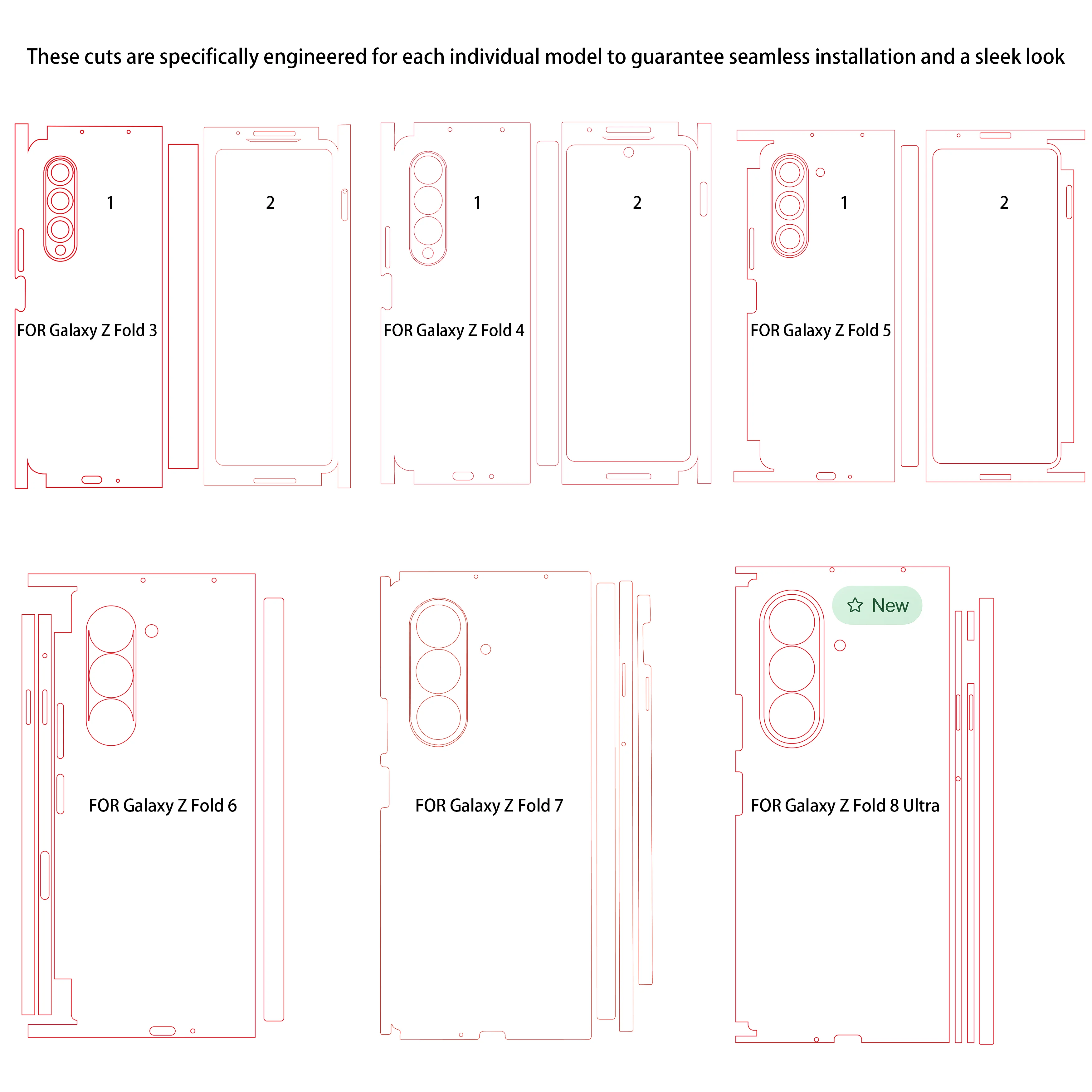 Фото Наклейка OscarSkin для Samsung Z Fold 8, 7, 6, 5, 4, 3, виниловая пленка, защитная пленка для задней панели телефона, предотвращающая появление царапин. №2