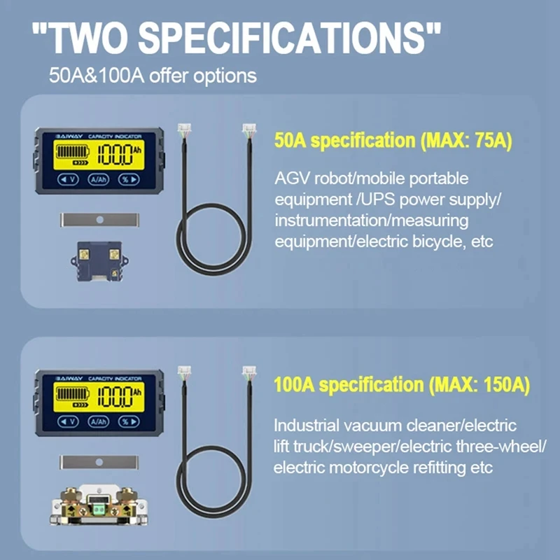 Тестер батареи BAIWAY 8-120 В куломб-метр индикатор емкости литий-ионный детектор