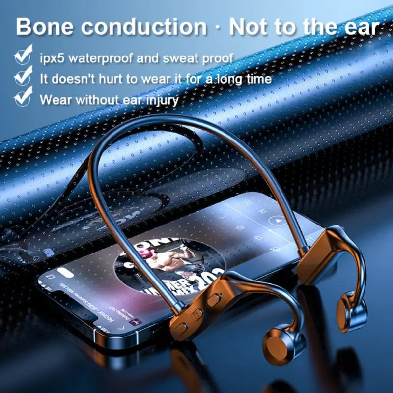 

Ultra-light Bone Conduction Earphone Wireless 5.1 Waterproof Sports Hands Free Headset With Microphone Noise Cancelling Earbuds
