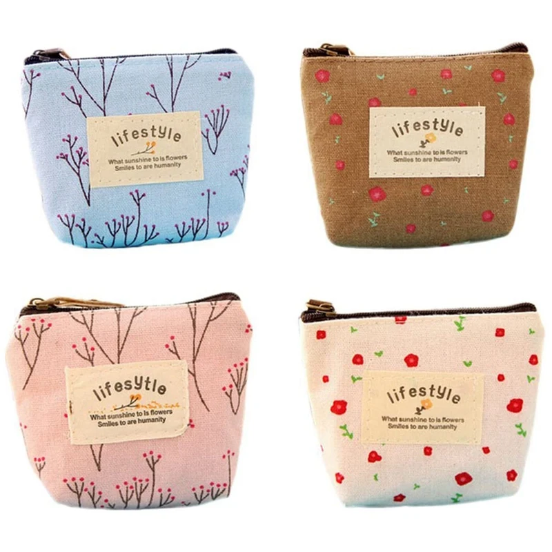 

Hot Kf-4Pcs Mini Canvas Wallet Pouch Purse Coin Purse Key Case Key Pouch Key Case
