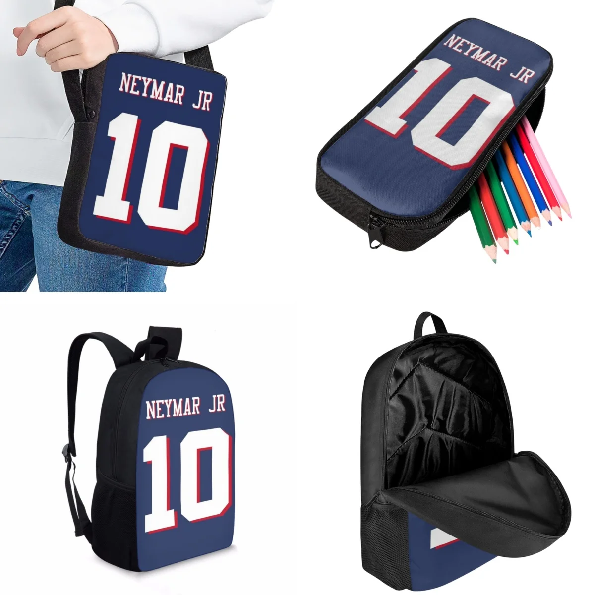Jackherelook Team Number Printing Fashion Kids School Bags Set Trendy New Sports Backpack For Boys Teenagers Children Book Bags