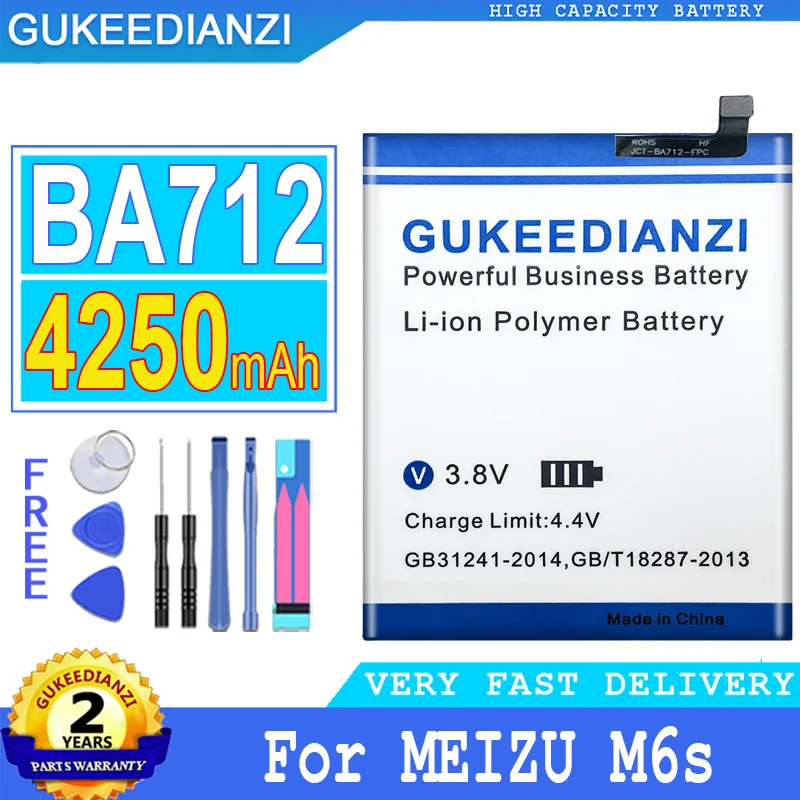 

4250mAh GUKEEDIANZI Battery BA712 for MEIZU M6s Meilan S6 Mblu S6 M712H M712c, M712M, M712Q, M712Q-B Big Power Bateria