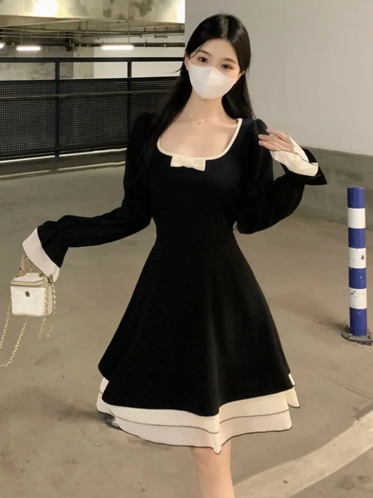 Женская одежда новинка Осеннее длинное платье в стиле ретро для полных девушек