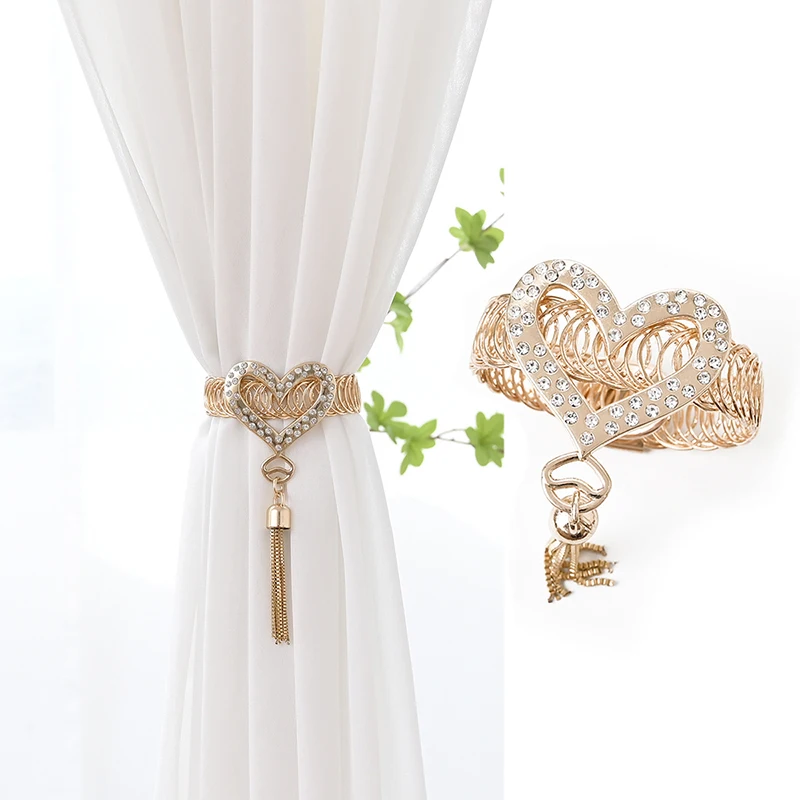 

Elastic Metal Curtain Strap Tie Aluminum Alloy Creative Curtain Buckles Home Decor Luxury Curtain Tieback Clip Accessories