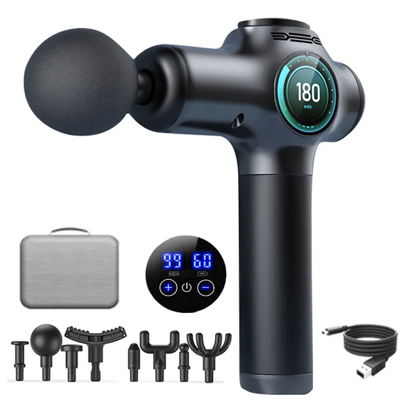 

2022 Профессиональный Массажный пистолет для глубокого массажа, расслабляющий ЖК-экран, 99Geras, вибрация мышц тела, импульсный электрический пистолет для Fascia