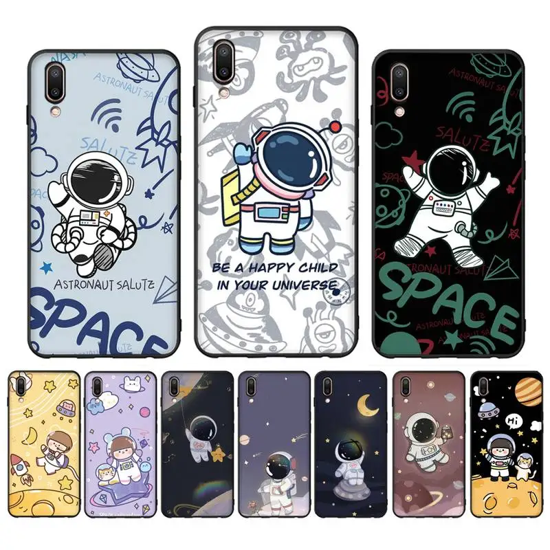 

Cute Astronaut Cartoon Phone Case for Vivo Y91C Y11 17 19 17 67 81 Oppo A9 2020 Realme c3