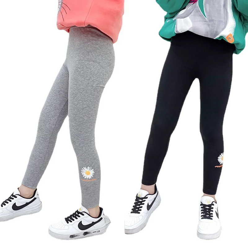 

Girls Leggings for Kids Spring Autumn Daisies Print Skinny Sportwear Trousers Fashion Youth Children's Slim Pencil Boots Pants