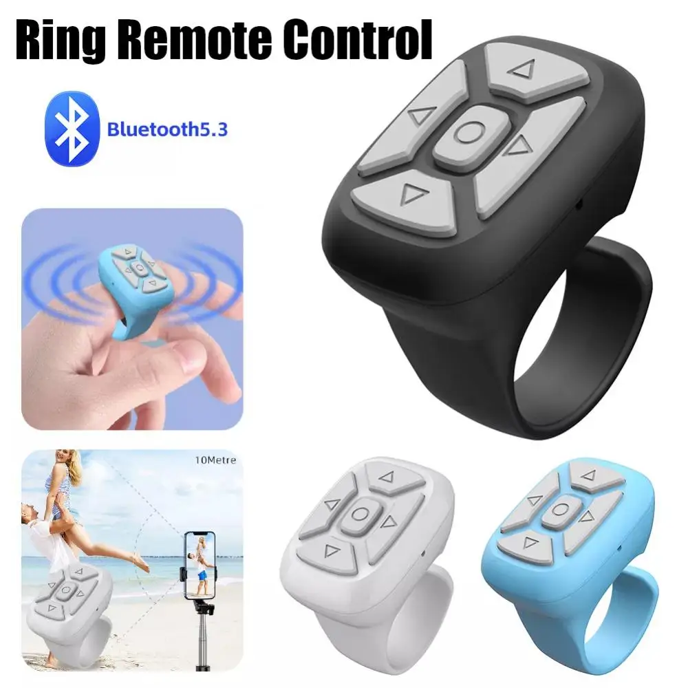 

Mini Wireless Bluetooth Remote Control Page Turner Browsing Video Finger Ring Controller for Phone Tablet Camera Tik Tok Selfie