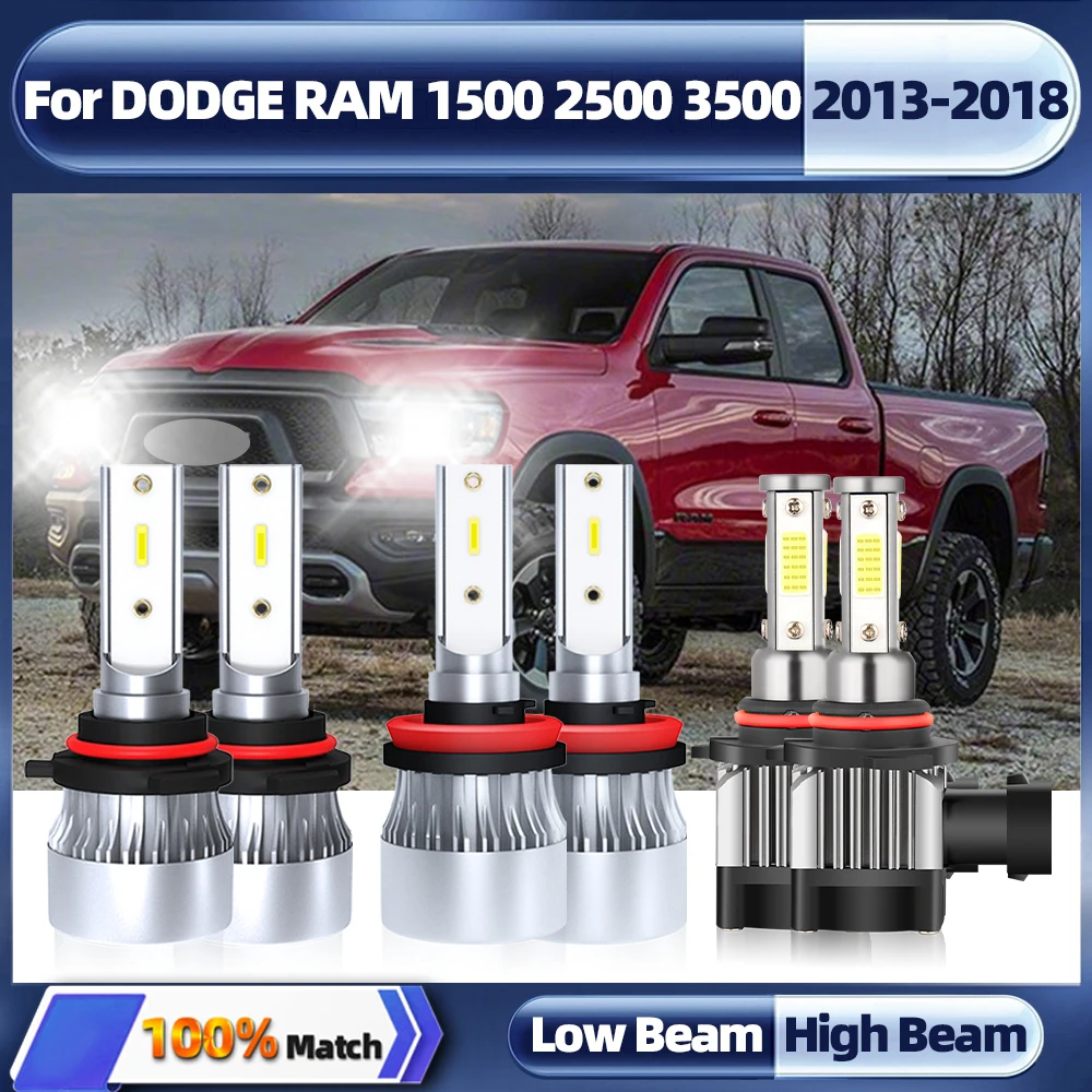 

6PCS 360W 60000LM Turbo 9005 H11 Led Bulb 12V Car Headlight Fog Light For DODGE RAM 1500 2500 3500 2013-2015 2016 2017 2018