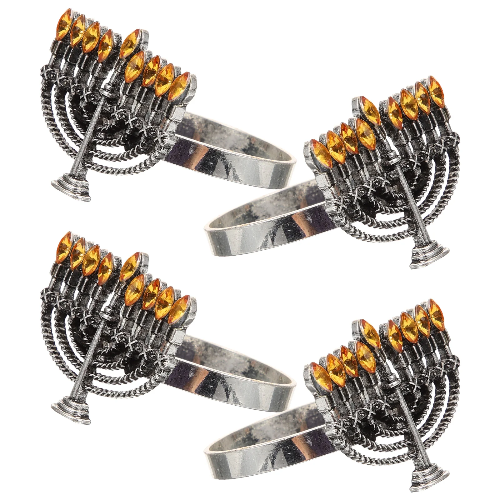 

4 Pcs Napkin Ring Tabletop Accessories Hanukkah Style Buckle Grace Wedding Decorations Holding Alloy for Hotel Ornaments
