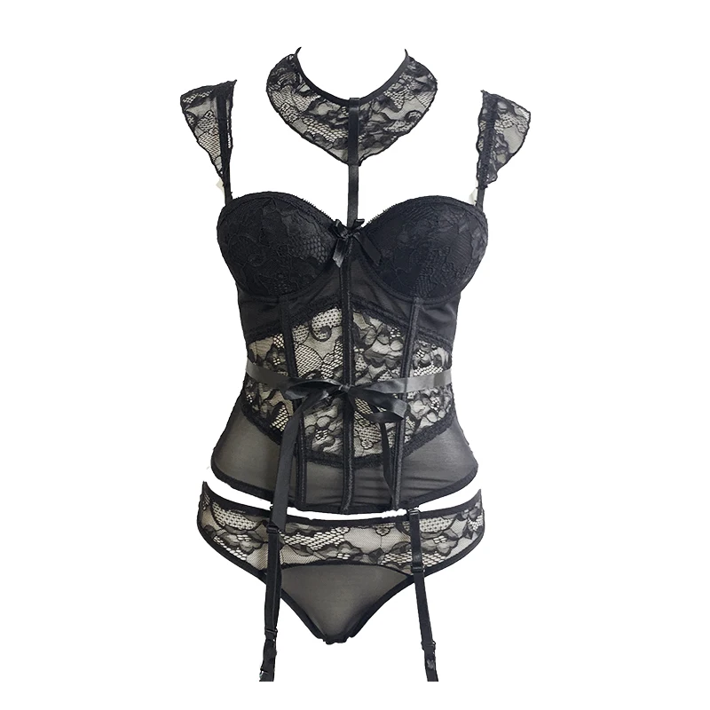 

Sexy Corsets and Bustiers Lingerie Sexy Floral Lace Bustiers Charming Strappy Transparent Underwear Women Corset Gothic Clothes