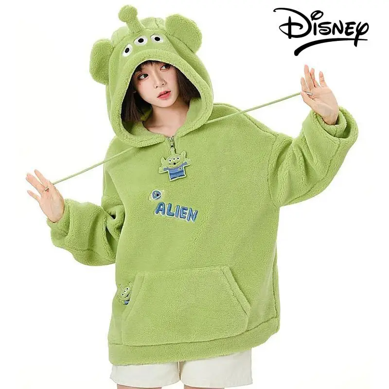 

New Kawaii Disney Toy Story Alien Sweatshirts Autumn Women Cartoon Embroidered Funny Plush Hooded Loose College Pullover Hoodie