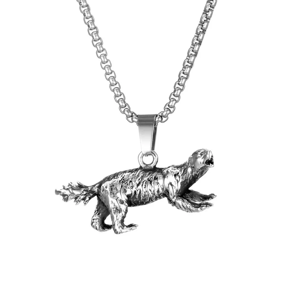 Honey Badger Animal Stainless Steel Mens Necklaces Pendants Chain Punk Hip Hop For Boy Male Jewelry Creativity Gift Wholesale