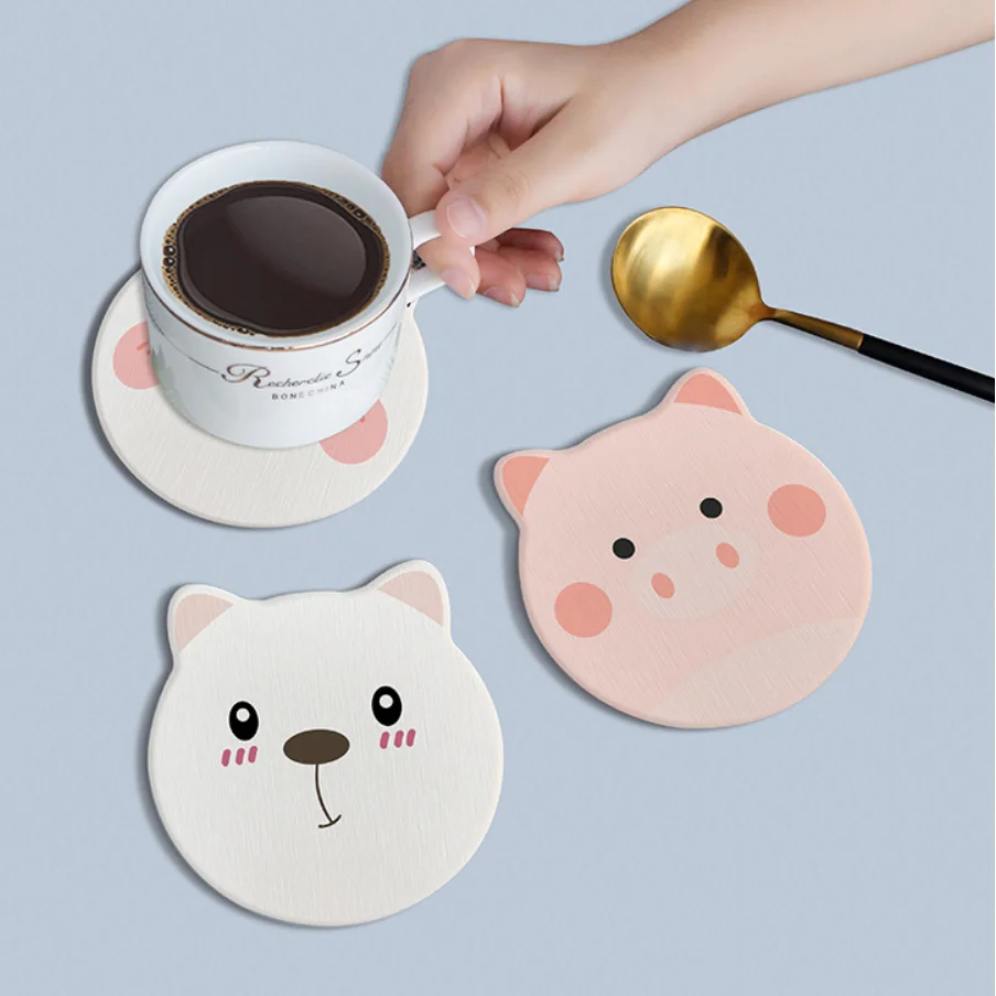 

Creative Coasters Cute Cat Dog Diatomite Water Cup Mat Placemat Waterproof Heat Insulation Non-Slip Bowl Pad Cartoon Coaster 1pc