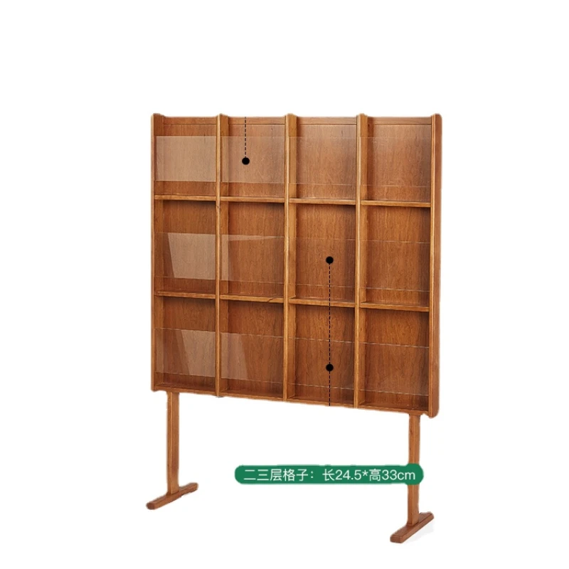 

YY Creative Acrylic Floor Display Rack Simple Solid Wood Retro Magazine Rack