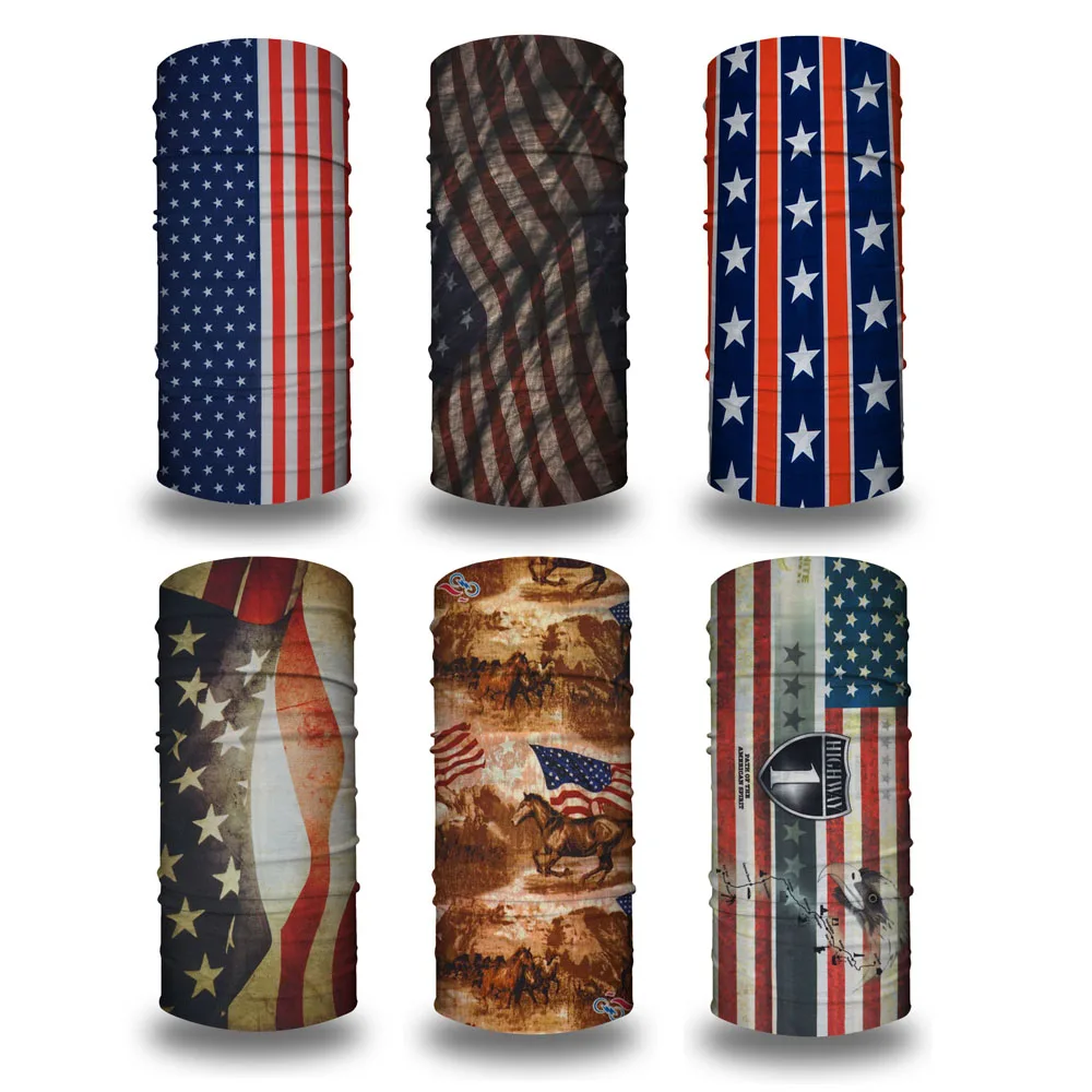 US Stars and Stripes /United States American National Flags Bandanas Face Cover Magic Hiking Headscarves Motorcycle Neck Gaiter
