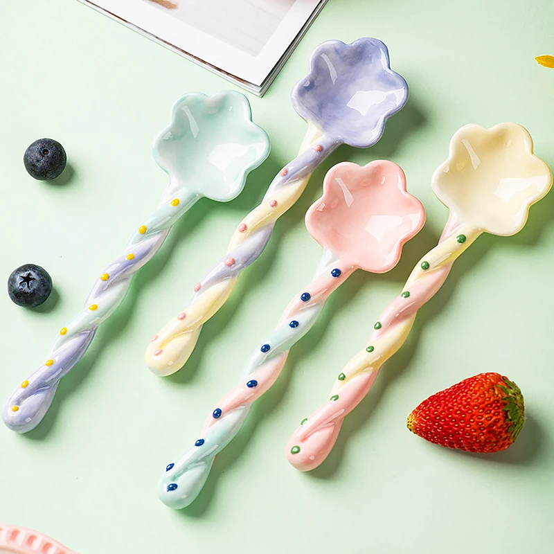 

1 шт., Термостойкая керамическая ложка для супа с длинной ручкой