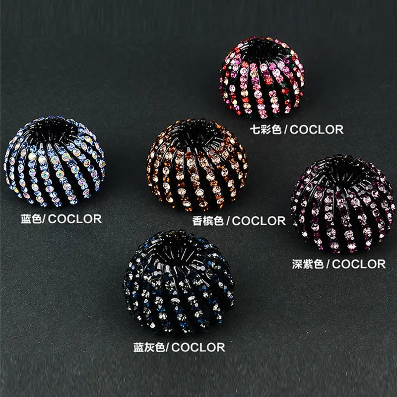 

Crystal Bird Nest Ball Hair Claws For Girls Rhinestone Hair Tie Lazy Hairpin Plate Hair Tie High Ponytail Fixed Grab Clip