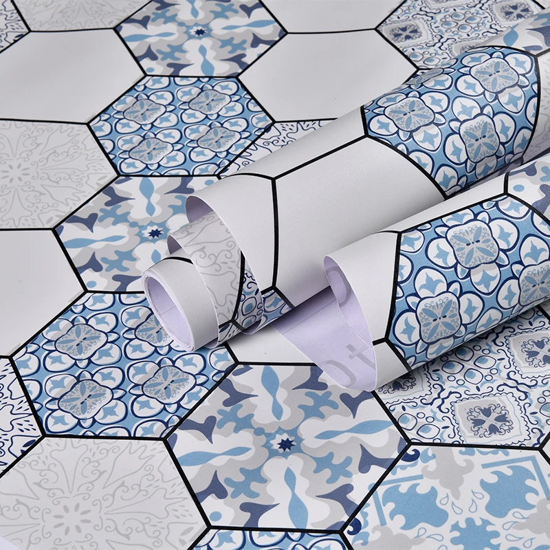 

PVC Self-adhesive Waterproof Floor Sticker Kitchen Ground Non-Slip Wear-Resistant Sticker Living Room Bedroom Decor Sticker
