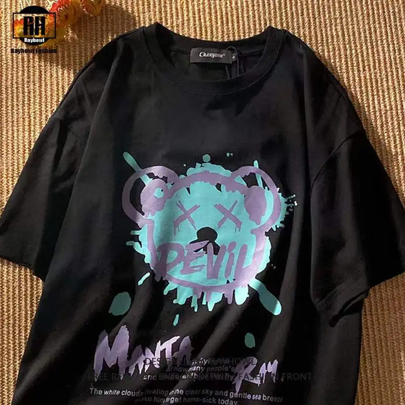 

2022 New Men's T-shirt Doodle Bear T-shirt Oversize Loose Casual Men Harajuku T Shirt Harajuku Women's Tshirt Tees Tops