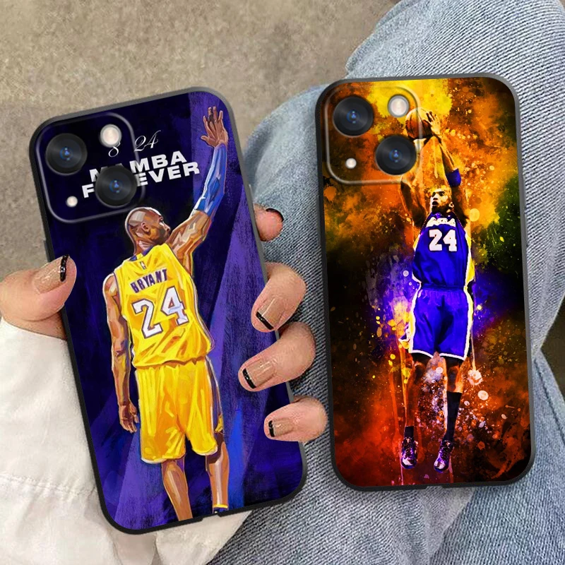 Баскетбольный чехол K-Kobe no-24 для Apple iPhone 15 14 13 12 11 SE XS XR X 7 8 6 mini Plus Pro MAX мягкий черный