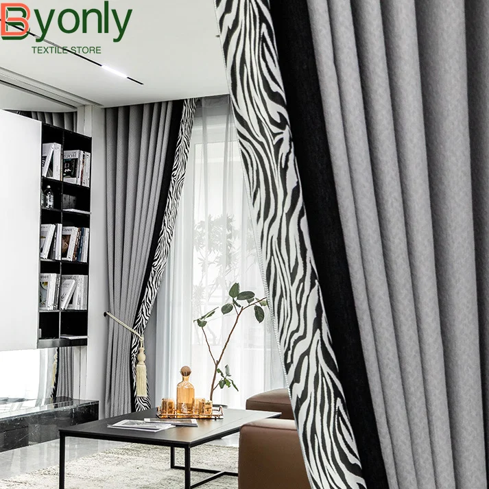 

New Zebra Print Leopard Print Leopard Point Yarn-dyed Jacquard Blackout Fabric Curtains for Living Dining Room Bedroom