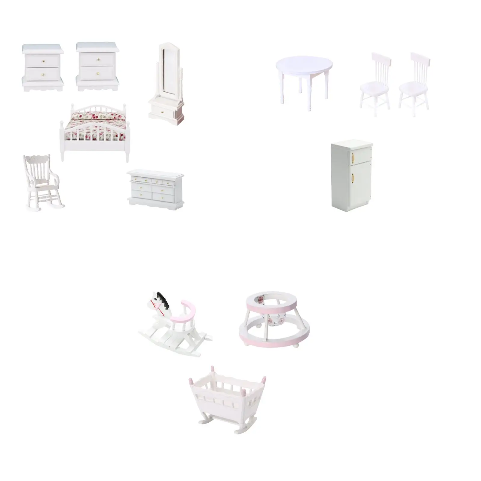 

Miniature Dollhouse Furniture Set Dining Scene Bedroom Ornaments