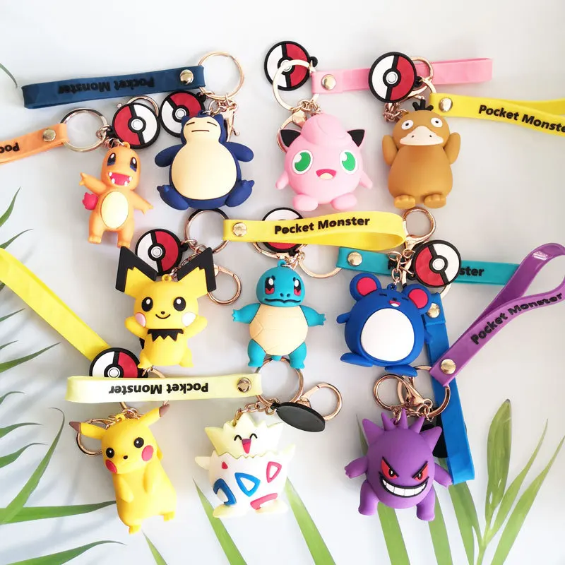 

Cartoon Key Ring Cute Car Shape School Bag Key Pendants Pokemon Pikachu Backpack Hanging Ornament Keychain