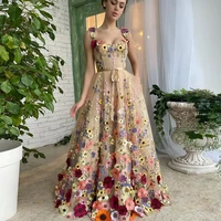 sevintage exquisite 3d flowers prom dresses%c2%a0sweetheart floral straps a line evening gowns formal party dress with pockets 2022