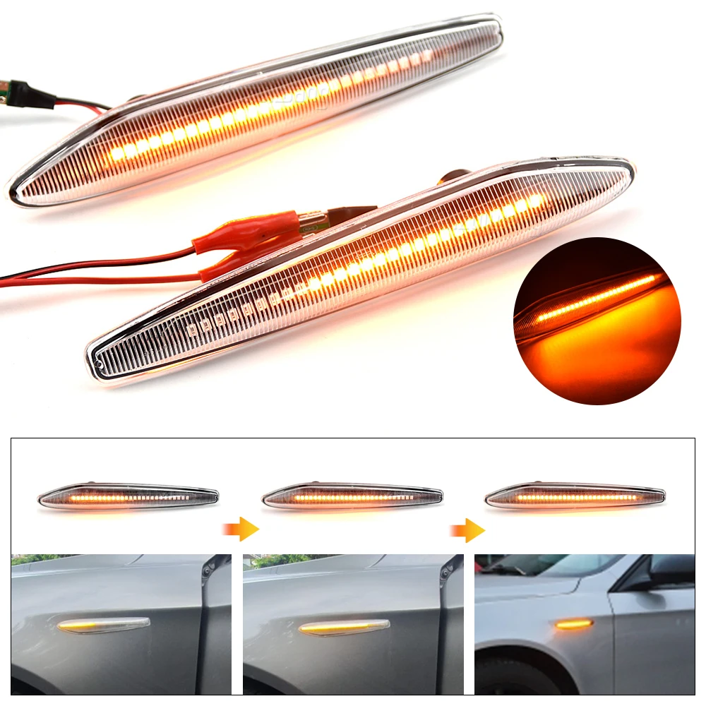 

2Pcs LED Dynamic Side Marker Lights Arrow Turn Signal Blinker Lamps For Alfa Romeo 159 / 159 Sportwagon / Boera / Spider Typ 939