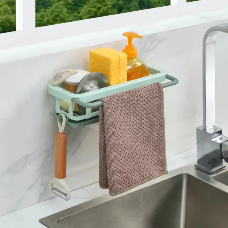 

Easy To Storage Storage Basket Shelf Dish Drainer Soap Rack Telescopic Wall Mounted Kitchen Gadgets Accessories Tool Sink Tray