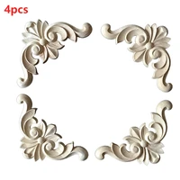 4pc wooden carved corner onlay furniture applique mouldings decal diy home decorate board cabinets furiture