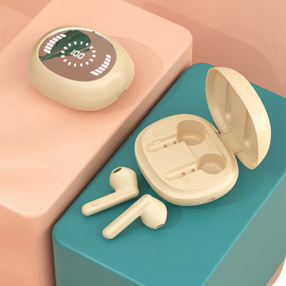 

Bluetooth Headset Mirror Digital Display Wireless Mini HIFI Headset Stereo in-Ear Long standby battery life Sports Earphone