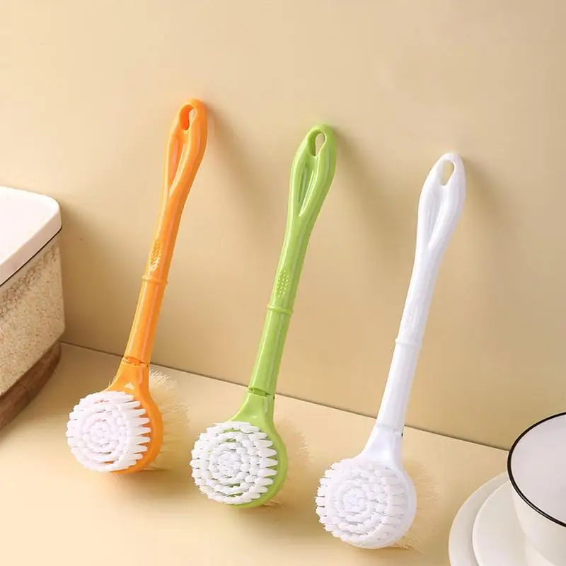 

Dish Brush Double Sided Kitchen Dishwashing Brush Long Non Slip Handle Easy Using Hangable Washing Tools