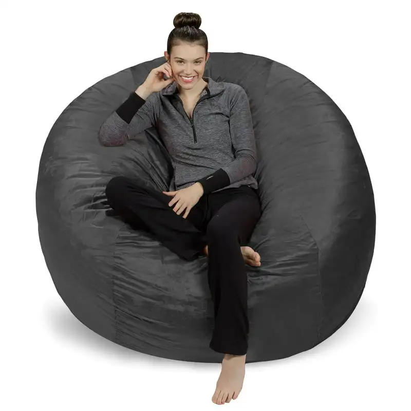 

Bag Chair, Memory Foam with Microsuede Cover, Kids, Adults, 6 ft, Charcoal
