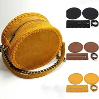 diy handmade woven bag set handbag shoulder strap pu leather round cover bag bottoms for women girls sewing backpack accessories